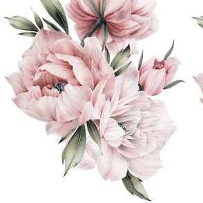 Pink peonies bouquet pattern
