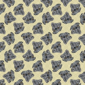 SCATTERED BLACK PUGS YELLOW 16