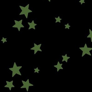 starry stars LG hunter green on black