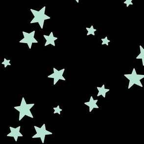 starry stars LG mint green on black