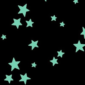 starry stars LG sea foam green on black
