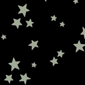 starry stars LG sage green on black