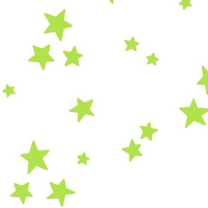 starry stars LG bright lime green on white