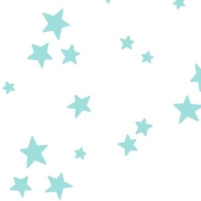 starry stars LG light teal on white