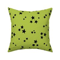 starry stars LG black on lime green
