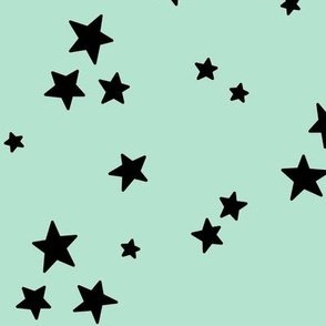 starry stars LG black on mint green