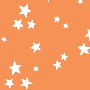 starry stars LG white on tangerine orange