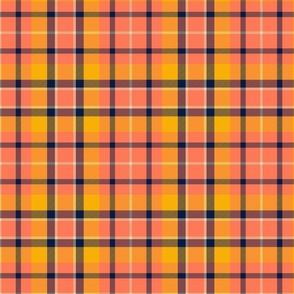 Bright Spring Plaid Papaya and Marigold -  traditional tweedy - 8 inch