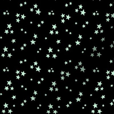 starry stars SM ice mint green on black
