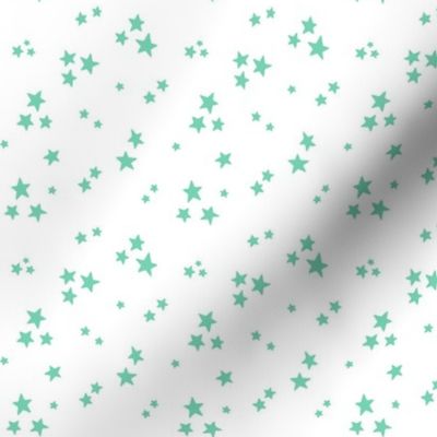 starry stars SM sea foam green on white