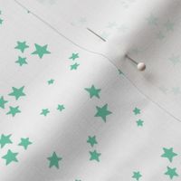 starry stars SM sea foam green on white