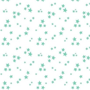 starry stars SM sea foam green on white