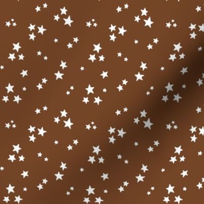 starry stars SM white on chocolate brown