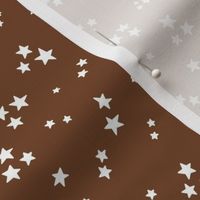 starry stars SM white on chocolate brown