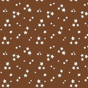 starry stars SM white on chocolate brown