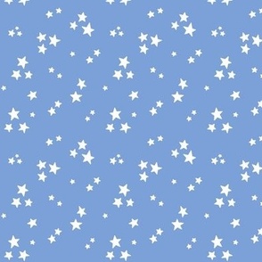 starry stars SM white on cornflower blue