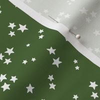 starry stars SM white on hunter green
