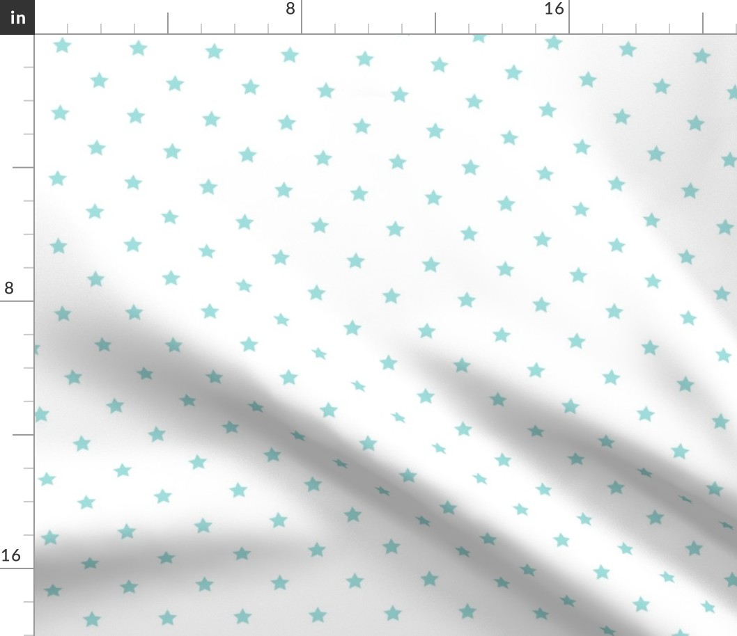 light teal and white stars half inch