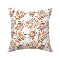 Botanical garden palm leaves watercolors summer botanical garden island vibes gold rust copper burnt orange on white