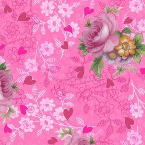 lace flowers-roses-hearts pink