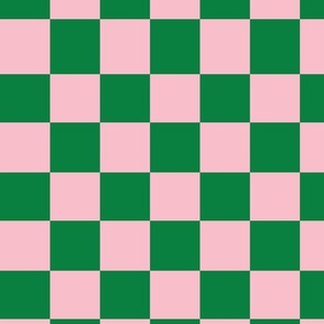 Checkered pink and emerald green