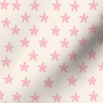 Rustic hand-drawn flower stars in pink and white