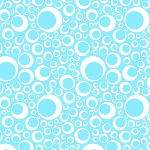 off center circles 50s white on pastel blue