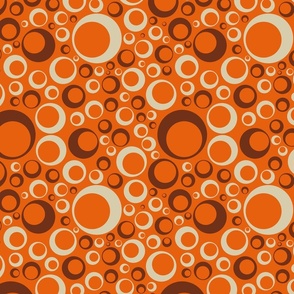 off center circles 70s brown and tan on orange