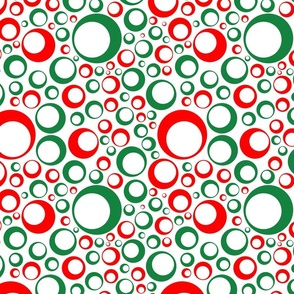 off center circles red and green on white