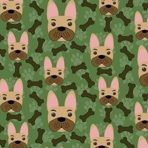 French Bulldog Brown and Bones in Moss Green