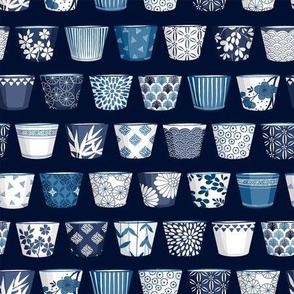 Soba cups - blue and white