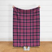 Spring Plaid Midnight Blue and Hot Pink with marigold and papaya -  traditional tweedy - medium