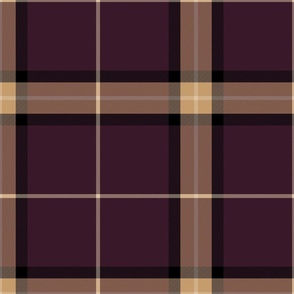 Phantasmagoria Simple Traditional Plaid - plum with black and ochre - 12 inch repeat