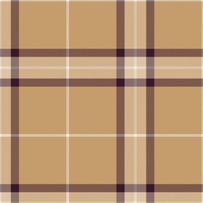 Phantasmagoria Simple Traditional Plaid - ochre with plum and tan - 12 inch repeat