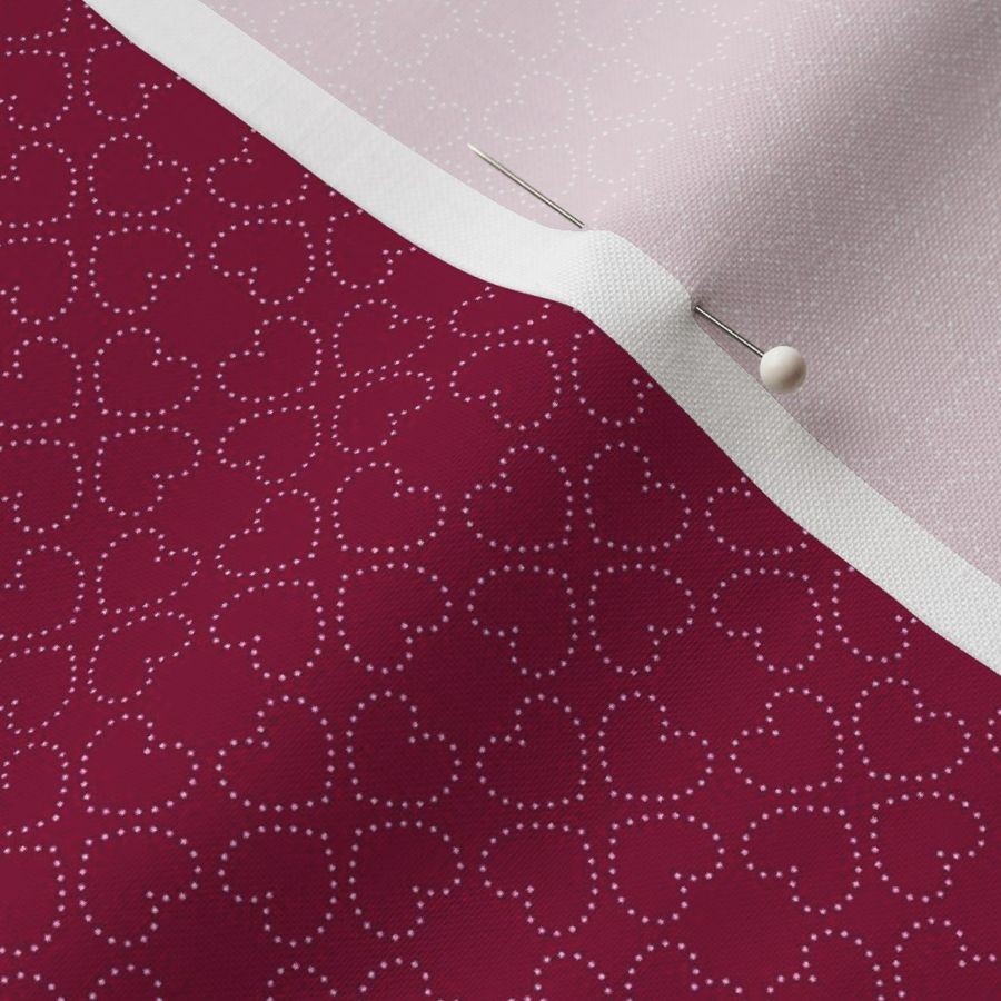 small white dotted valentine hearts on dark pink 