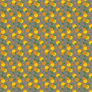 Yellow and orange flowers on grey background small