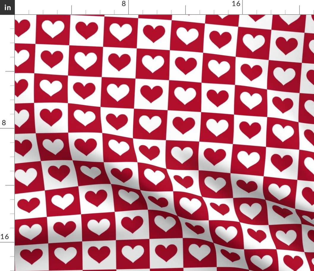 Hearts Checkerboard Pattern Red