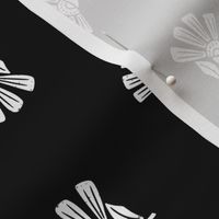 Coordinate Block Print Textured Scandinavian Folk Floral black and white