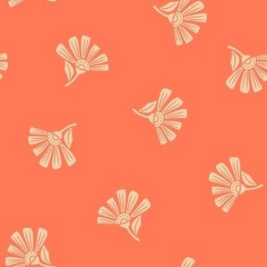 Coordinate Block Print Textured Scandinavian Folk Floral  on papaya pink