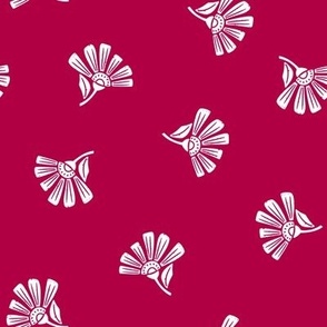Coordinate Block Print Textured Scandinavian Folk Floral on fuxia pink