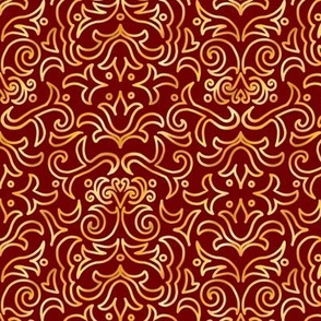 Faux Gold Victorian Damask on Crimson Red. Other color options available,