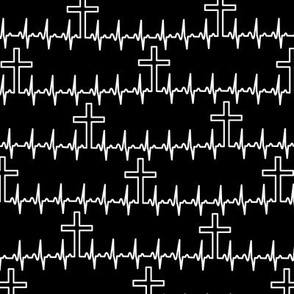 Heartbeat crosses on black