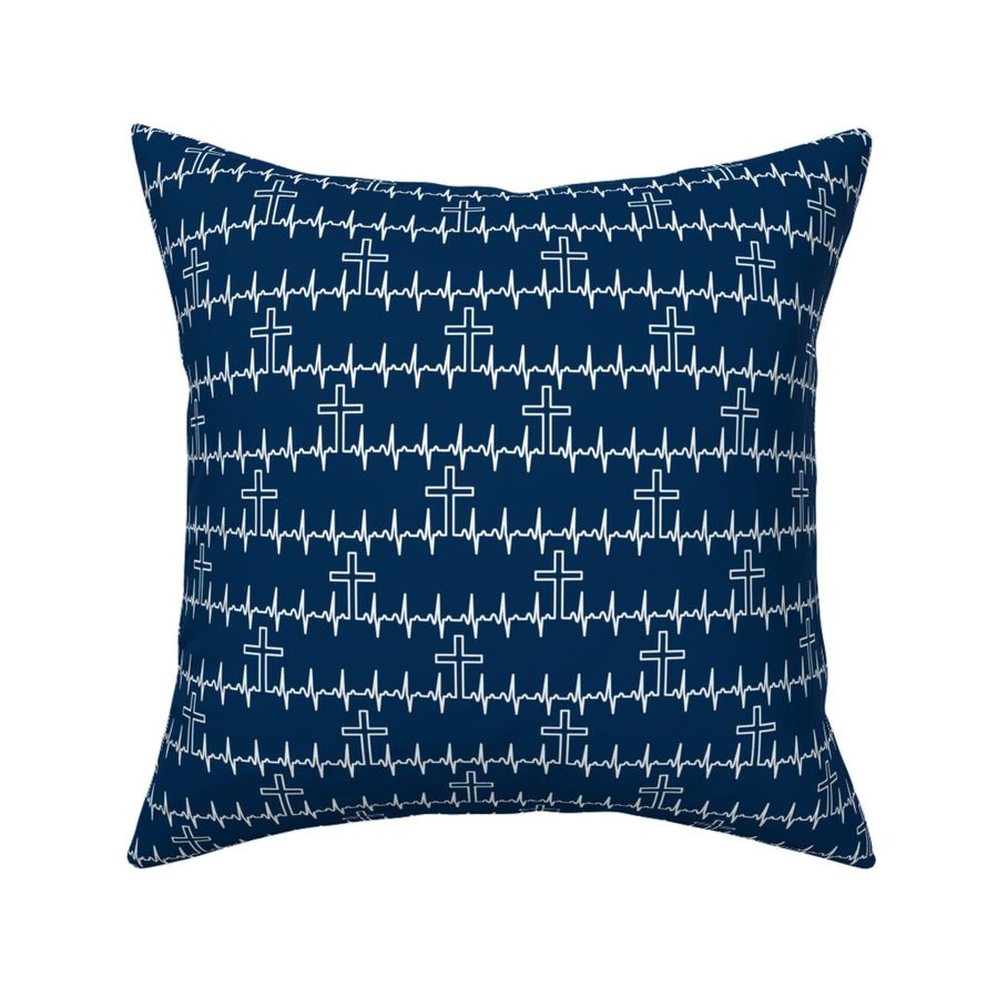 Heartbeat crosses on scrub navy