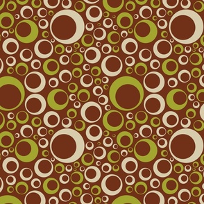 off center circles 70s green and tan on brown