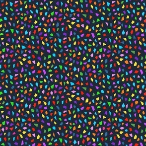 (Tiny) Multicoloured Terazzo on Navy / coordinate, bias, linen