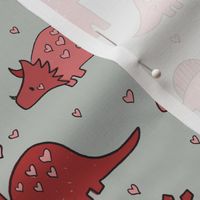 Medium Scale - Valentine Dino Red Grey BG 