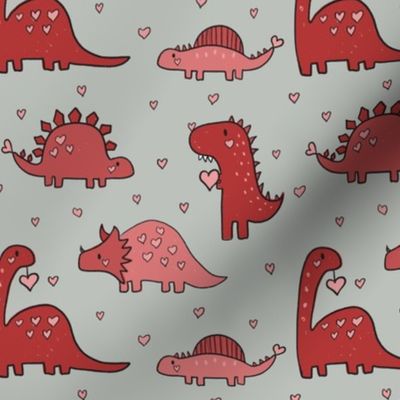 Medium Scale - Valentine Dino Red Grey BG 