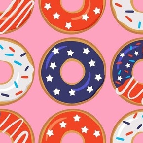 Patriotic Donuts on Pink