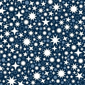 Cosmos (Huckleberry) || galaxy outer space circles geometric ditsy stars universe glitter sparkle navy blue