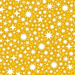 Cosmos (Circus Peanut) || galaxy outer space circles geometric ditsy stars universe glitter sparkle yellow gold mustard